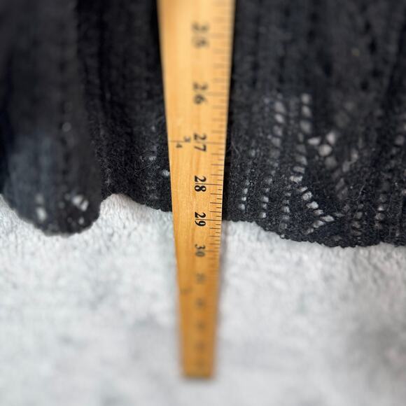 Free People Lights Will Shine Black Pullover Macrame Acrylic Wool Sweater M - Picture 9 of 9